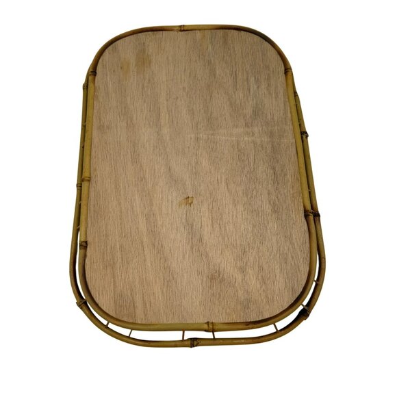 Vintage Woven Bamboo Rattan Serving Lap Tray Tiki Bar - Picture 4 of 7